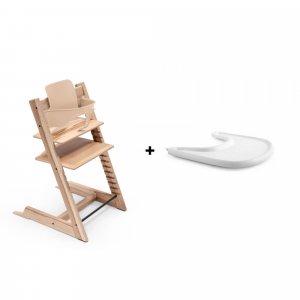 Pack chaise haute tripp trapp avec son baby set et sa tablette wild wood Stokke