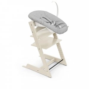 Pack chaise haute tripp trapp hêtre vanilla white + newborn set gris Stokke