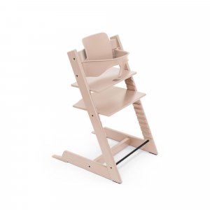 Pack chaise haute tripp trapp rose poudré et son baby set Stokke