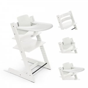 Pack chaise haute tripp trapp avec son baby set et sa tablette blanc Stokke