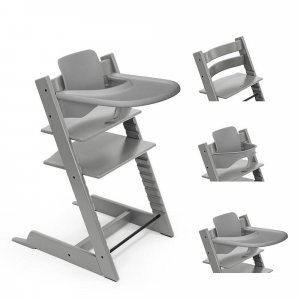 Pack chaise haute tripp trapp avec son baby set et sa tablette gris tempête Stokke