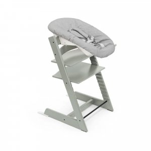 Pack chaise haute tripp trapp hetre vert glacier + newborn gris Stokke