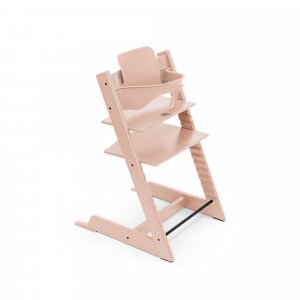 Pack chaise haute tripp trapp + baby set + tablette rose poudré Stokke