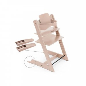 Pack chaise haute tripp trapp + baby set + tablette rose poudré Stokke