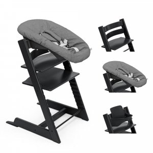 Pack chaise haute tripp trapp avec son newborn set et son baby set black Stokke