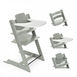 Pack chaise haute tripp trapp avec son baby set et sa tablette glacier green Stokke