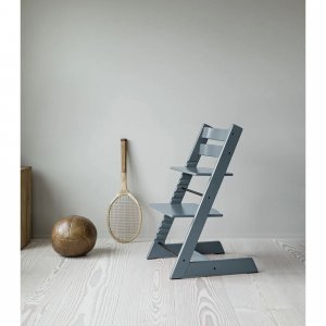 Pack chaise haute tripp trapp hêtre fjord blue + newborn gris Stokke