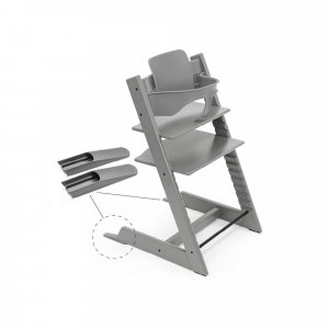 Pack chaise haute tripp trapp avec son baby set et sa tablette gris tempête Stokke