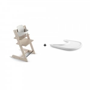 Pack chaise haute tripp trapp + baby set + tablette blanchi Stokke