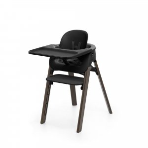Chaise haute steps complète avec baby set et plateau noir / warm brown Stokke