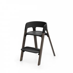 Chaise haute steps complète avec baby set et plateau noir / warm brown Stokke
