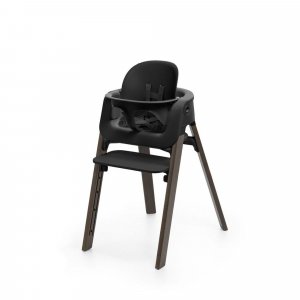 Chaise haute steps complète avec baby set et plateau noir / warm brown Stokke