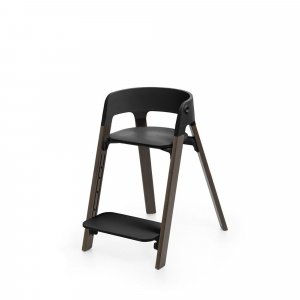 Chaise haute steps complète avec baby set et plateau noir / warm brown Stokke