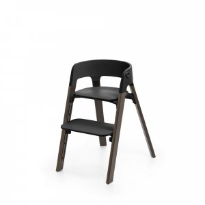 Chaise haute steps complète avec baby set et plateau noir / warm brown Stokke