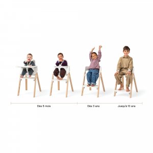 Chaise haute steps complète avec baby set et plateau noir / warm brown Stokke