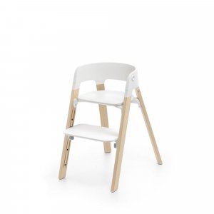 Chaise haute steps complète avec baby set et plateau blanc / natural Stokke