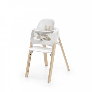 Chaise haute steps complète avec baby set et plateau blanc / natural Stokke