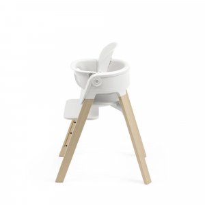 Chaise haute steps complète avec baby set et plateau blanc / natural Stokke
