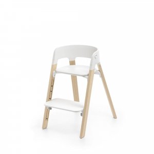 Chaise haute steps complète avec baby set et plateau blanc / natural Stokke