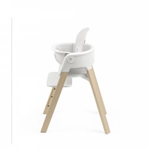 Chaise haute steps complète avec baby set et plateau blanc / natural Stokke