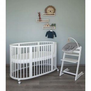 Chambre duo lit sleepi blanc + commode sleepi blanc Stokke