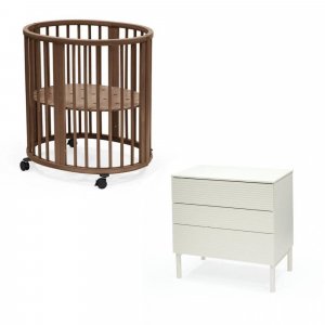 Chambre duo berceau sleepi blanc + commode sleepi Stokke