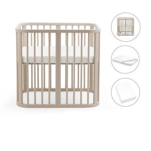 Pack berceau nighti + matelas + drap housse blanc - vanilla white Stokke