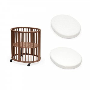 Pack berceau sleepi warm brown + matelas mini sleepi + drap housse blanc Stokke