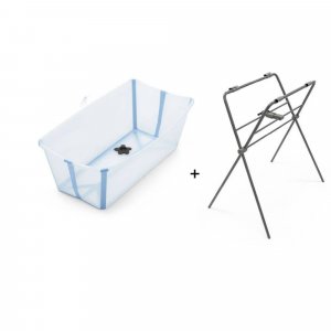 Pack baignoire flexi bath ocean blue + support à pieds Stokke