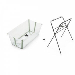 Pack baignoire flexi bath verte + support à pieds Stokke