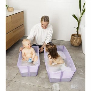 Pack complet baignoire flexi bath lavande + support + transat nouveau-né Stokke