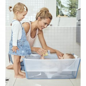 Pack complet baignoire flexi bath ocean blue + support + transat nouveau-né Stokke