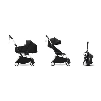 Poussette duo yoyo 3 - châssis blanc pack 6+ et nacelle noir