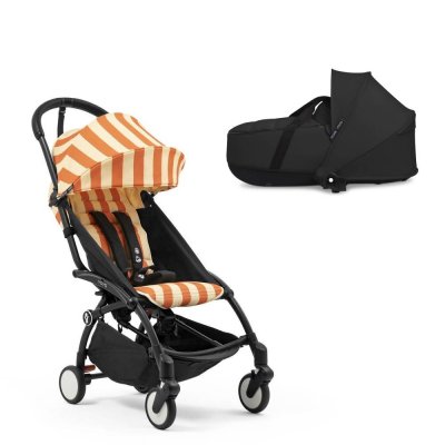 Poussette duo yoyo 3 - châssis noir pack 6+ et nacelle capri / noir