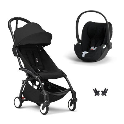 Poussette duo yoyo 3 pack 6+ et siège auto cloud t plus black - chassis noir - noir