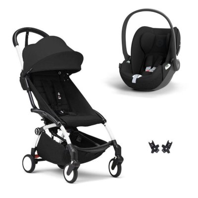 Poussette duo yoyo 3 pack 6+ et siège auto cloud t - chassis blanc - noir