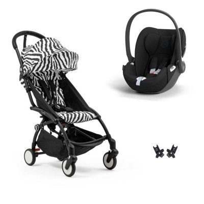 Poussette duo yoyo 3 pack 6+ et siège auto cloud t black - chassis noir - zebra