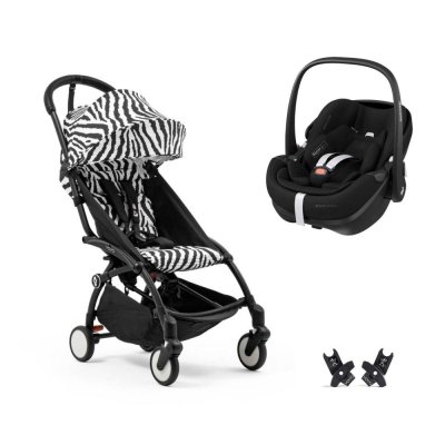 Poussette duo yoyo 3 pack 6+ et siège auto pebble 360 pro² - chassis noir - zebra