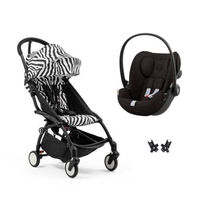 Poussette duo yoyo 3 pack 6+ et siège auto cloud g black - chassis noir - zebra