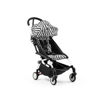 Poussette duo yoyo 3 pack 6+ et siège auto aton b2 black - chassis blanc - zebra
