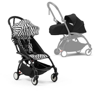 Poussette complète yoyo 3 châssis noir pack 0+ et 6+ zebra / noir