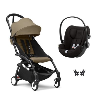Poussette duo yoyo 3 pack 6+ et siège auto cloud g black - chassis noir - toffee