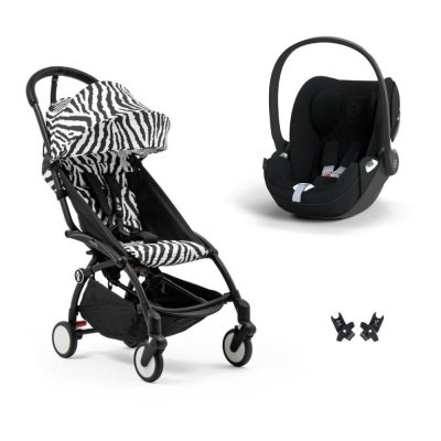 Poussette duo yoyo 3 pack 6+ et siège auto cloud t plus black - chassis noir - zebra