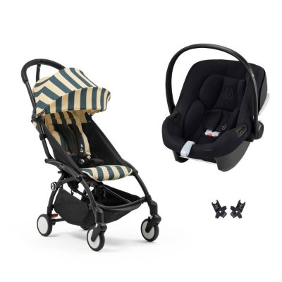 Poussette duo yoyo 3 pack 6+ et siège auto aton b2 black - chassis noir - monaco