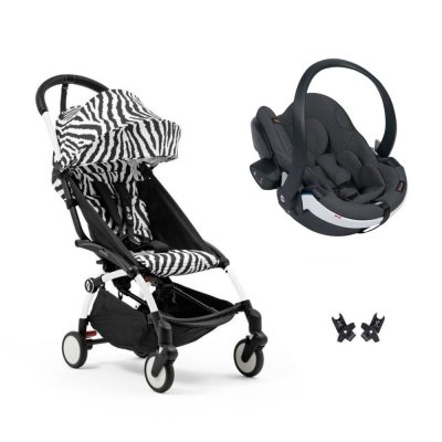 Poussette duo yoyo 3 - châssis blanc pack 6+ et siège auto izi go modular x2 by besafe zebra