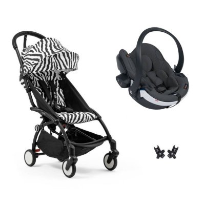 Poussette duo yoyo 3 - châssis noir pack 6+ et siège auto izi go modular x2 by besafe zebra