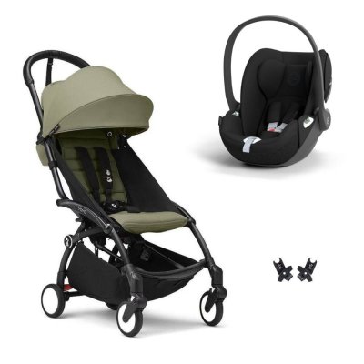 Poussette duo yoyo 3 pack 6+ et siège auto cloud t black - chassis noir - olive