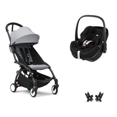 Poussette duo yoyo 3 pack 6+ et siège auto pebble 360 pro² - chassis noir - stone