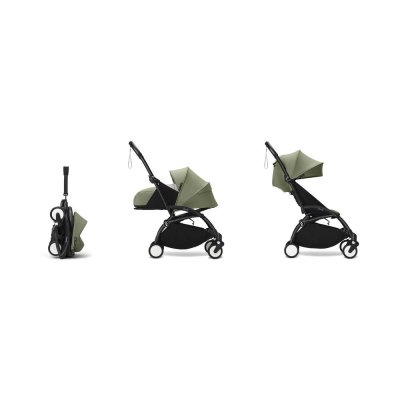 Poussette complète yoyo 3 châssis noir pack 0+ et 6+ olive
