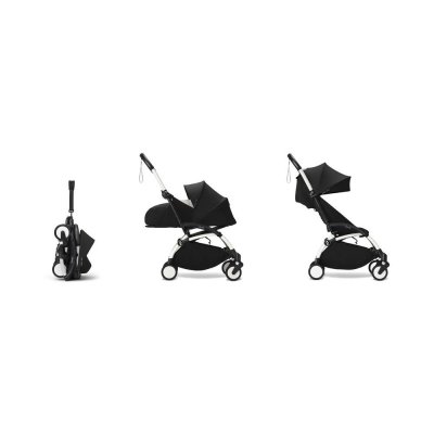 Poussette complète yoyo 3 châssis blanc pack 0+ et 6+ noir